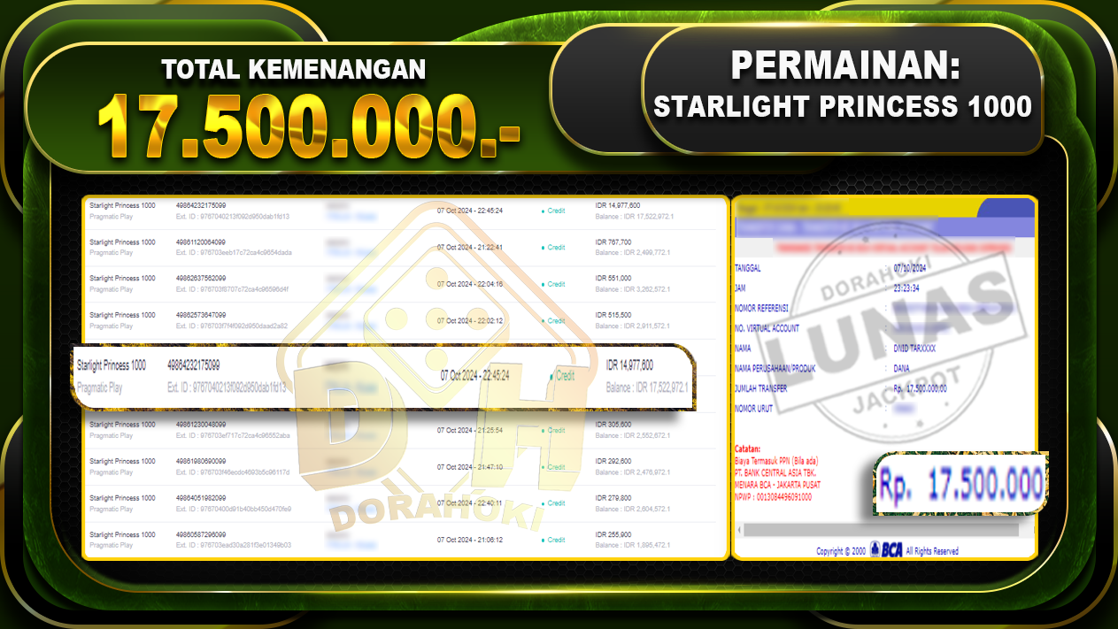 Starlight Princess 1000 Rp.17.500.000