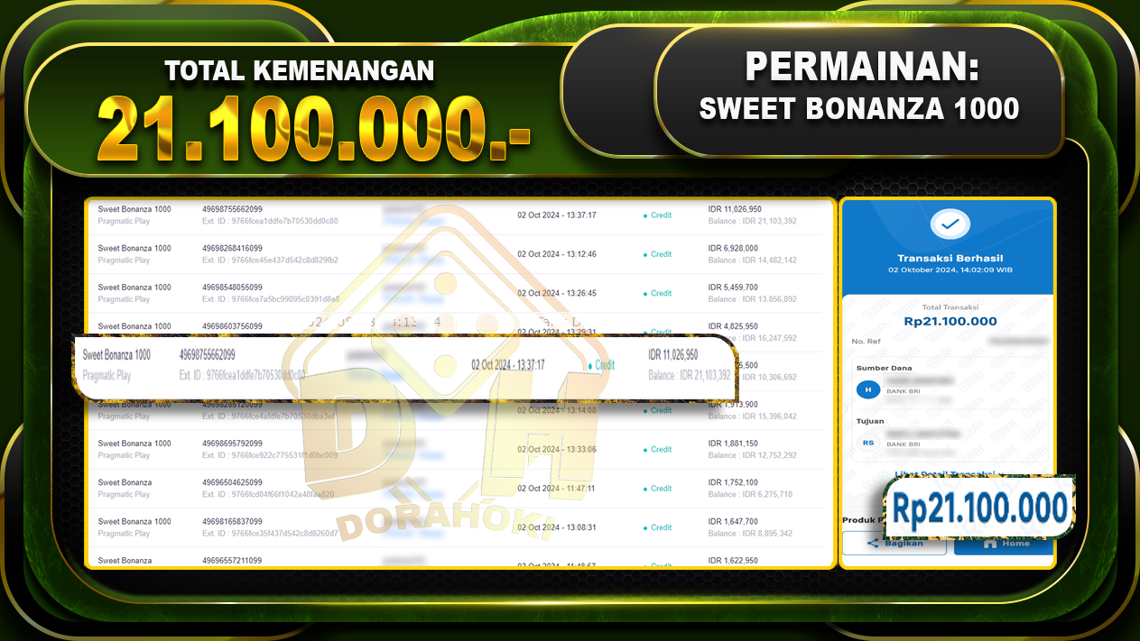 Sweet Bonanza 1000 Rp.21.100.000