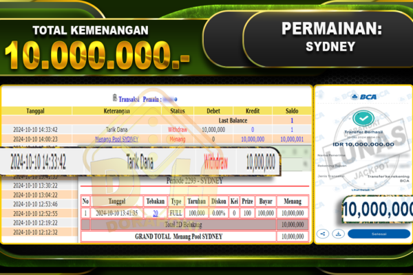 TOGEL SYDNEY Rp.10.000.000