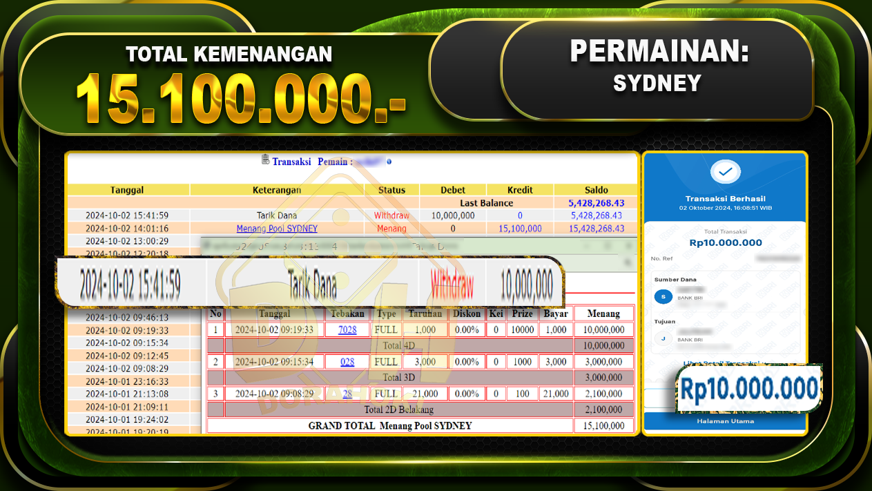 TOGEL SYDNEY Rp.15.100.000