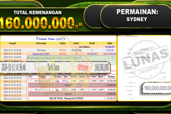 TOGEL SYDNEY Rp.160.000.000