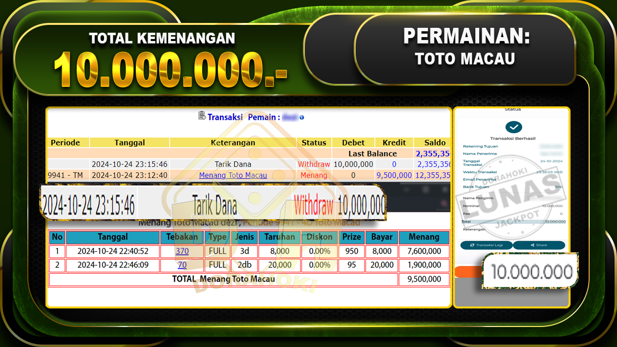 TOGEL Toto Macau Rp.10.000.000