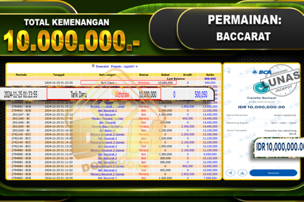 BACCARAT GAMES Rp.10.000.000.-