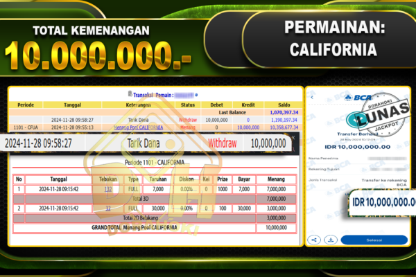 CALIFORNIA Rp.10.000.000