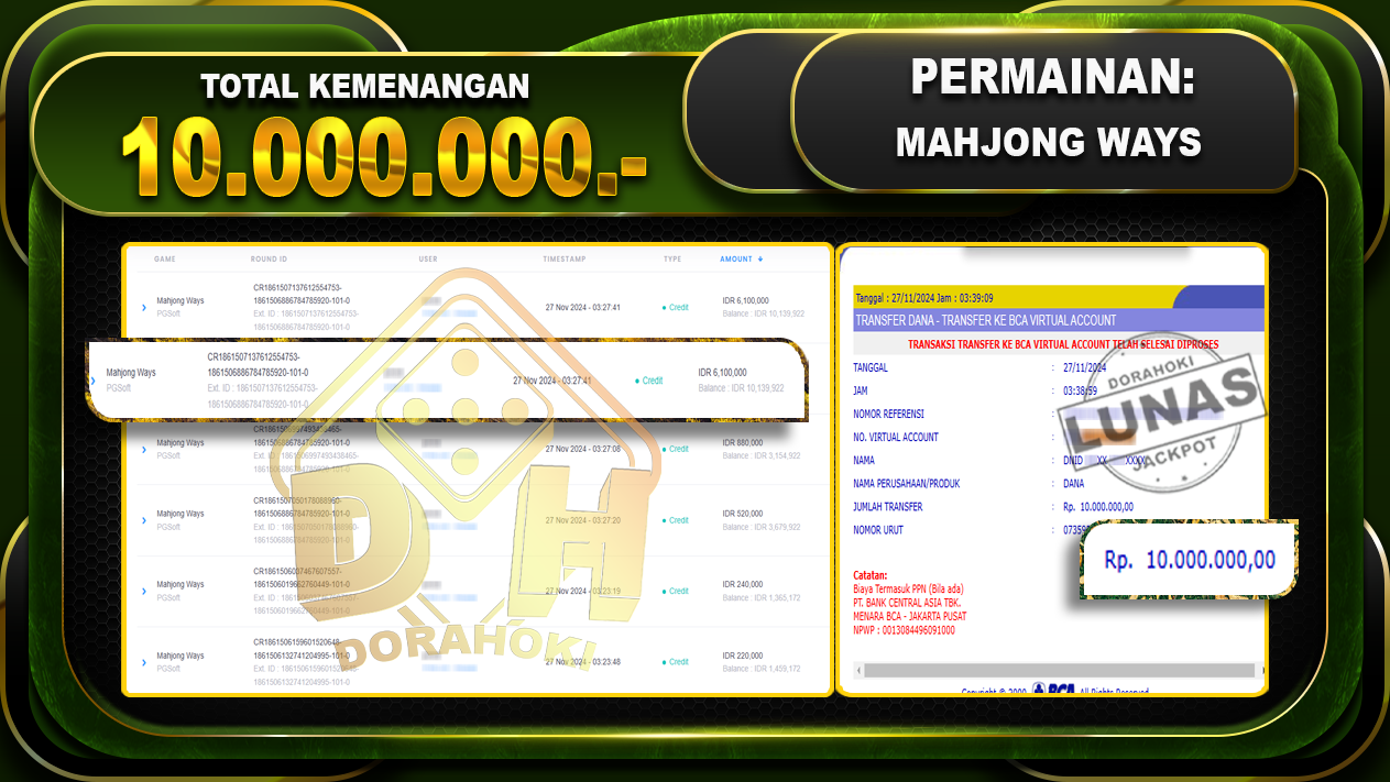 MAHJONG WAYS Rp.10.000.000