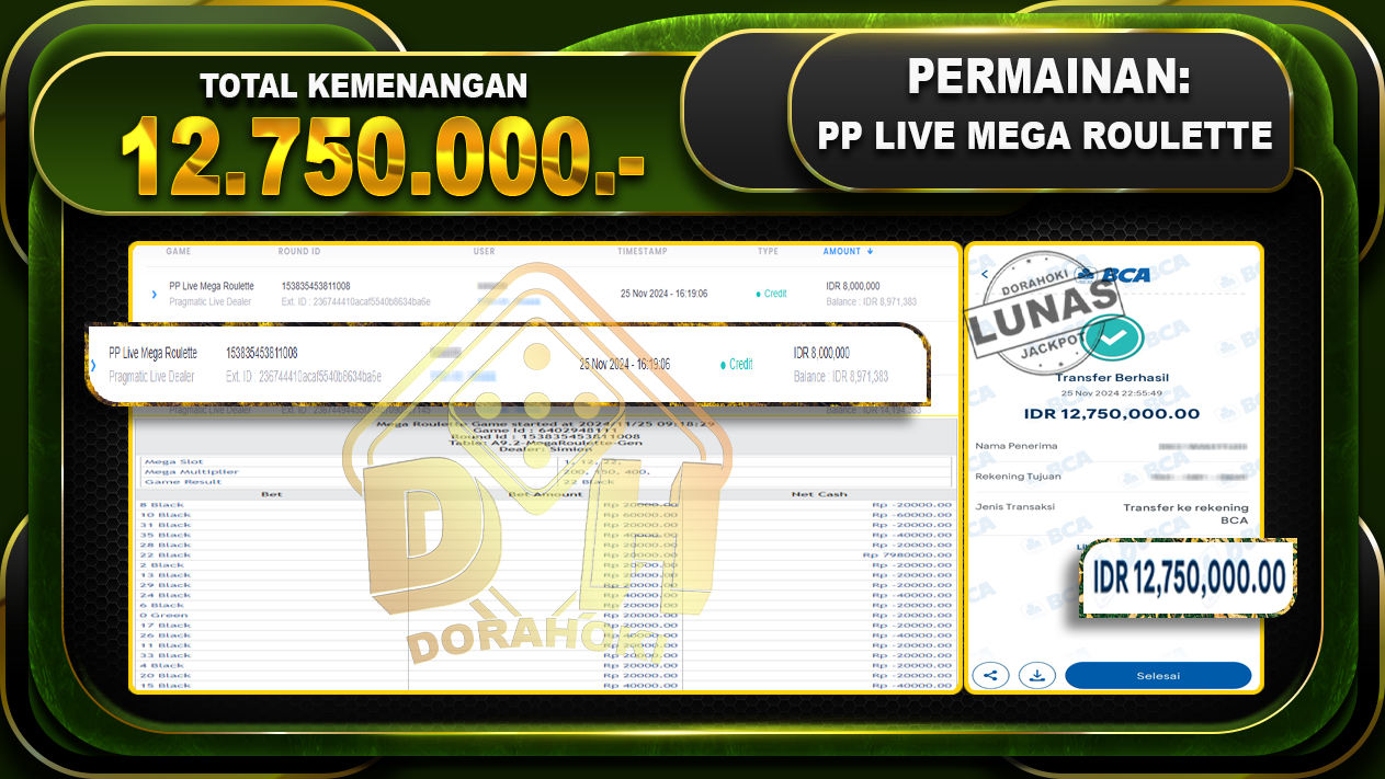 PP LIVE MEGA ROULETTE Rp.12.750.000