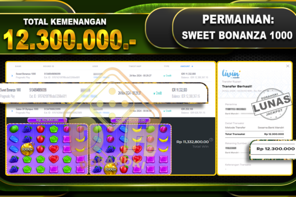 SWEET BONANZA 1000 Rp.12.300.000.-