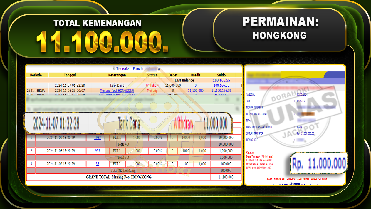 TOGEL HONGKONG Rp.11.100.000