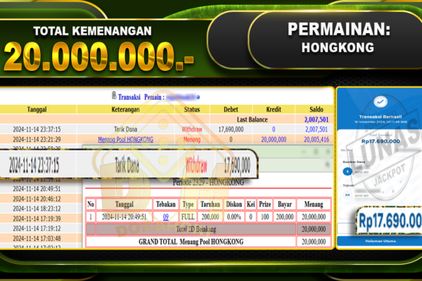 TOGEL HONGKONG Rp 21.100.000