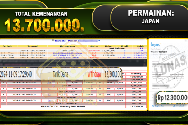 TOGEL JAPAN Rp.13.700.000