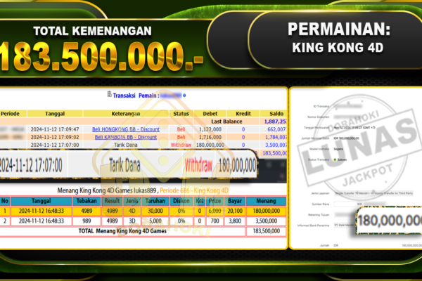 TOGEL KING KONG 4D Rp.183.500.000