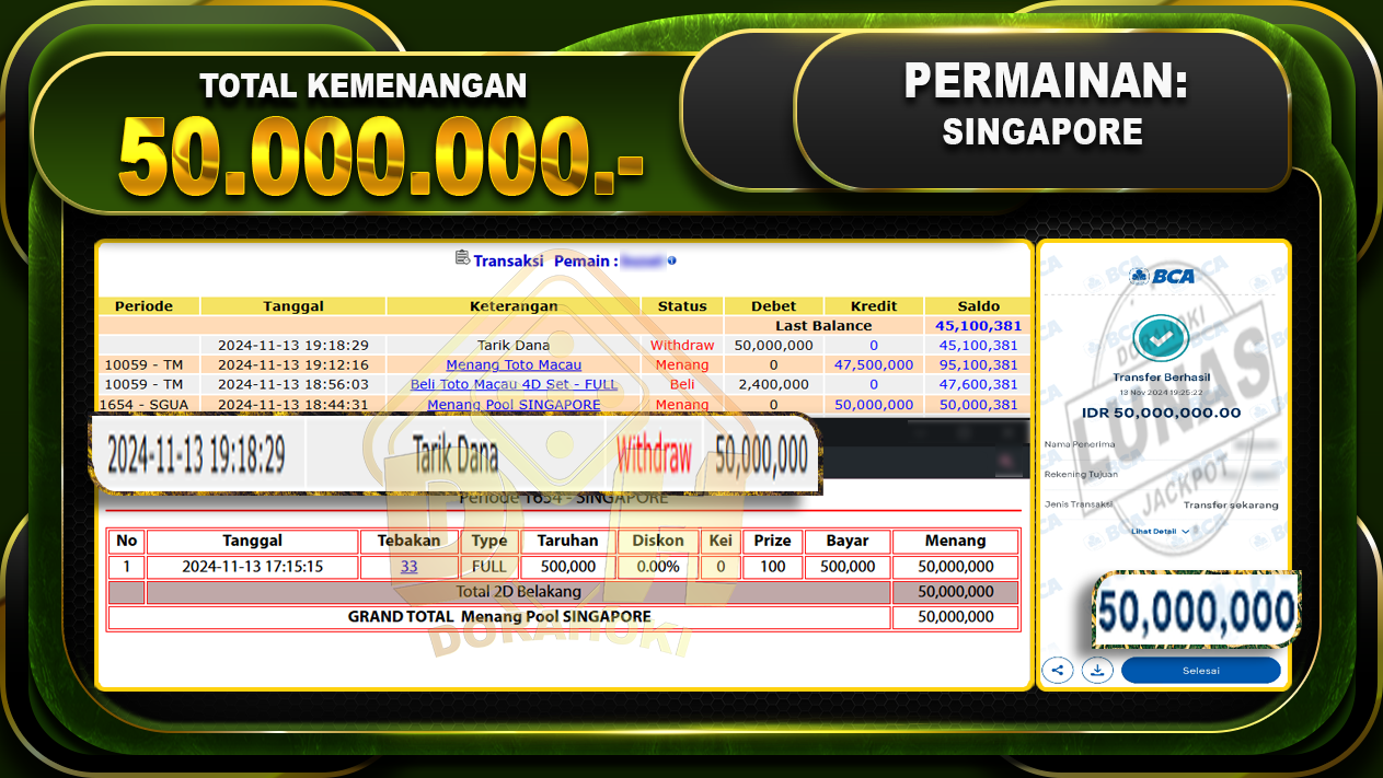 TOGEL SINGAPORE Rp. 50.000.000