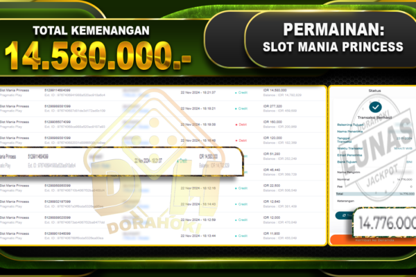 slot mania princess 14.580.000