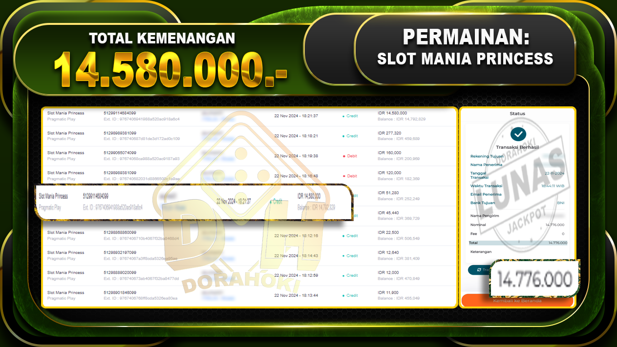 slot mania princess 14.580.000