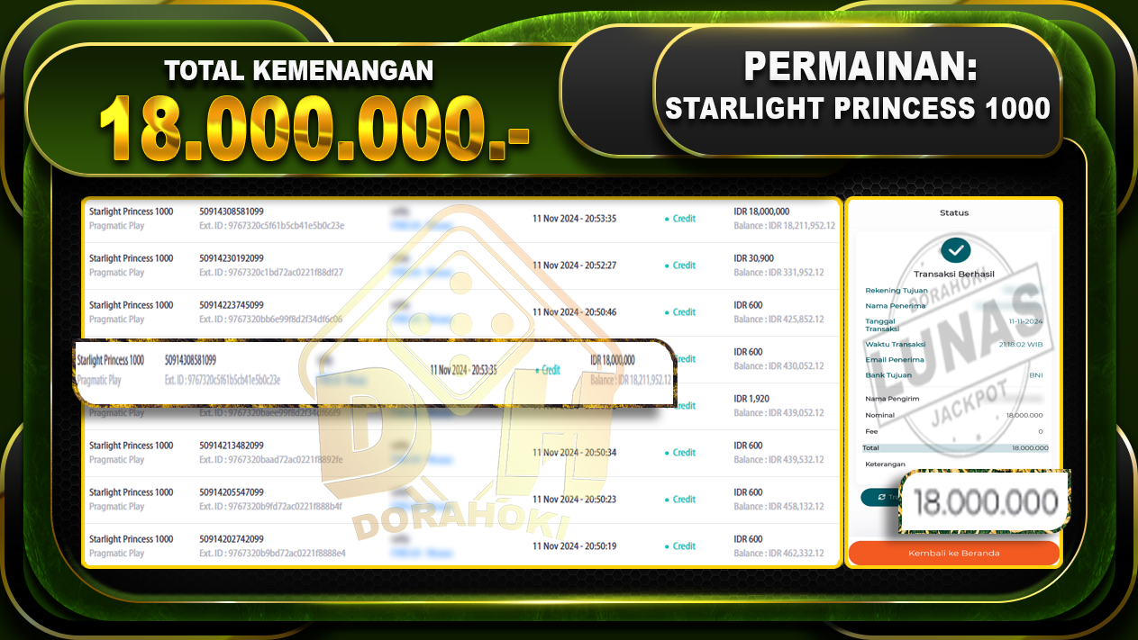 Starlight Princess 1000 Rp.18.000.000