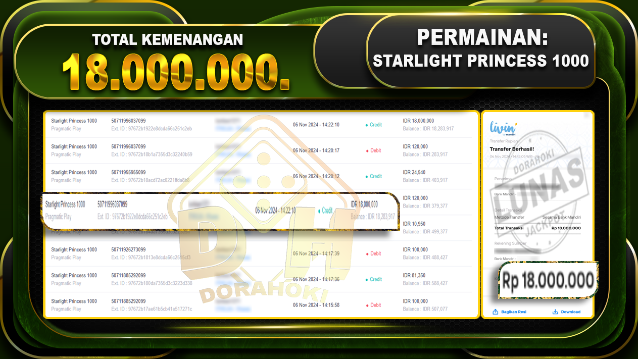 Starlight Princess 1000 Rp.18.000.000