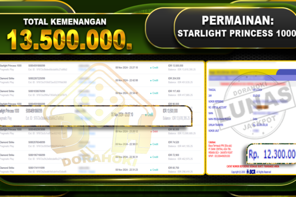 Starlight Princess 1000 Rp.13.500.000