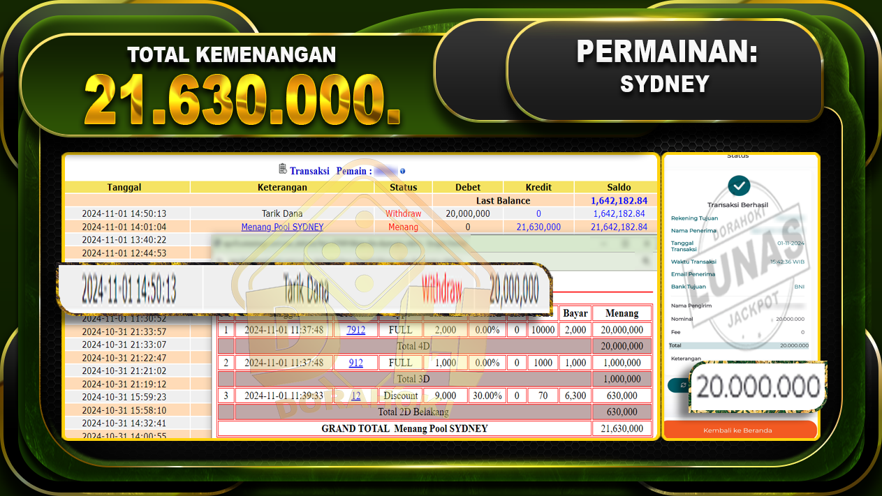 TOGEL SYDNEY Rp.21.630.000