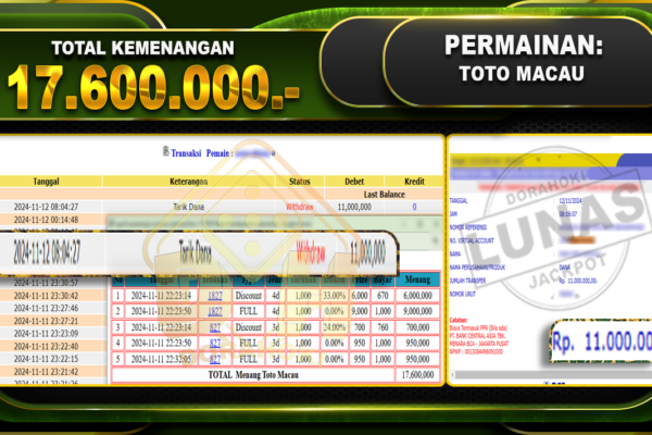 TOGEL TOTO MACAU Rp.17.600.000