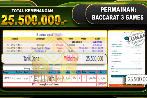 BACCARAT 3 GAMES RP 25.500.000