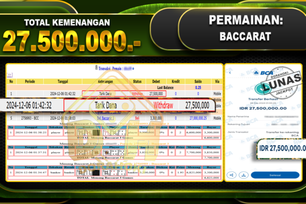 BACCARAT 3 Rp.27.500.000