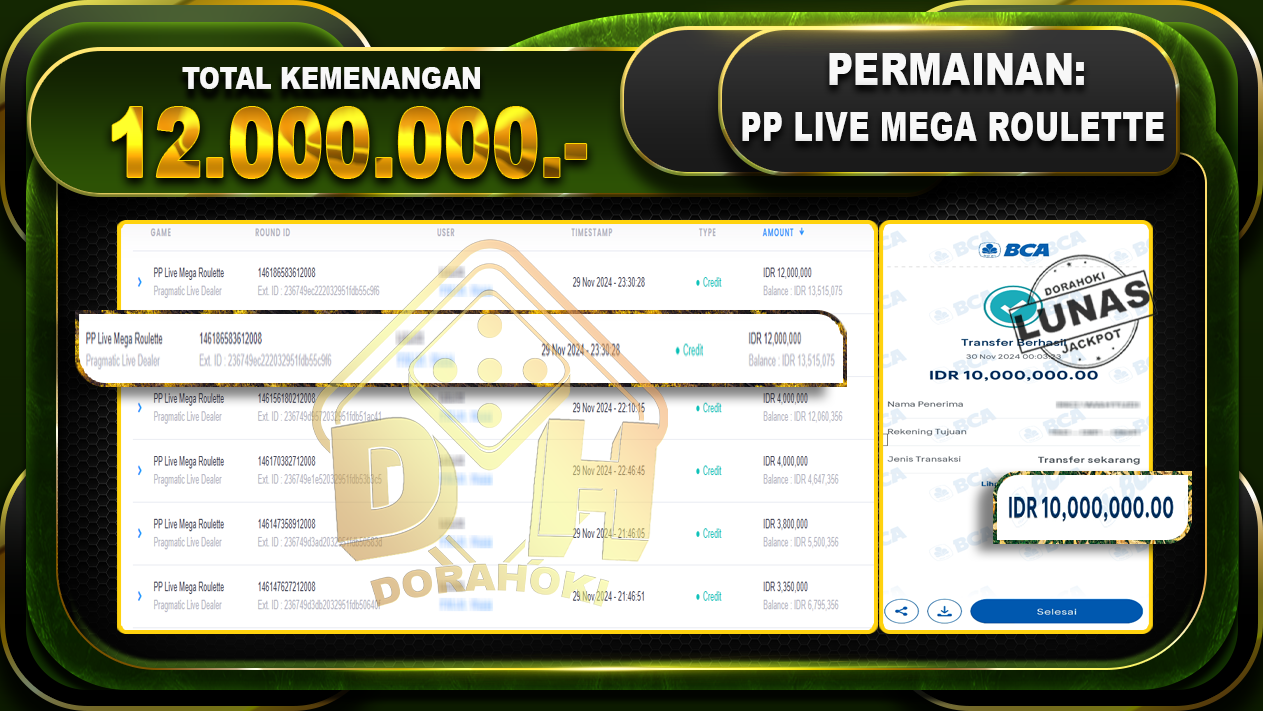 PP LIVE MEGA ROULETTE Rp.12.000.000