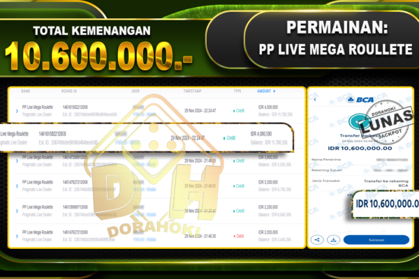 PP LIVE MEGA ROULLETE Rp.10.600.000