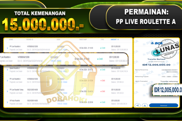 PP LIVE ROULETTE A Rp.15.000.000