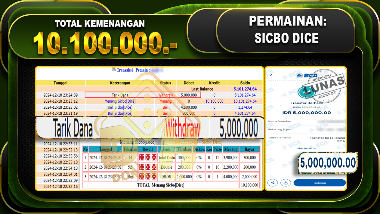 SICBO DICE RP 10.100.000