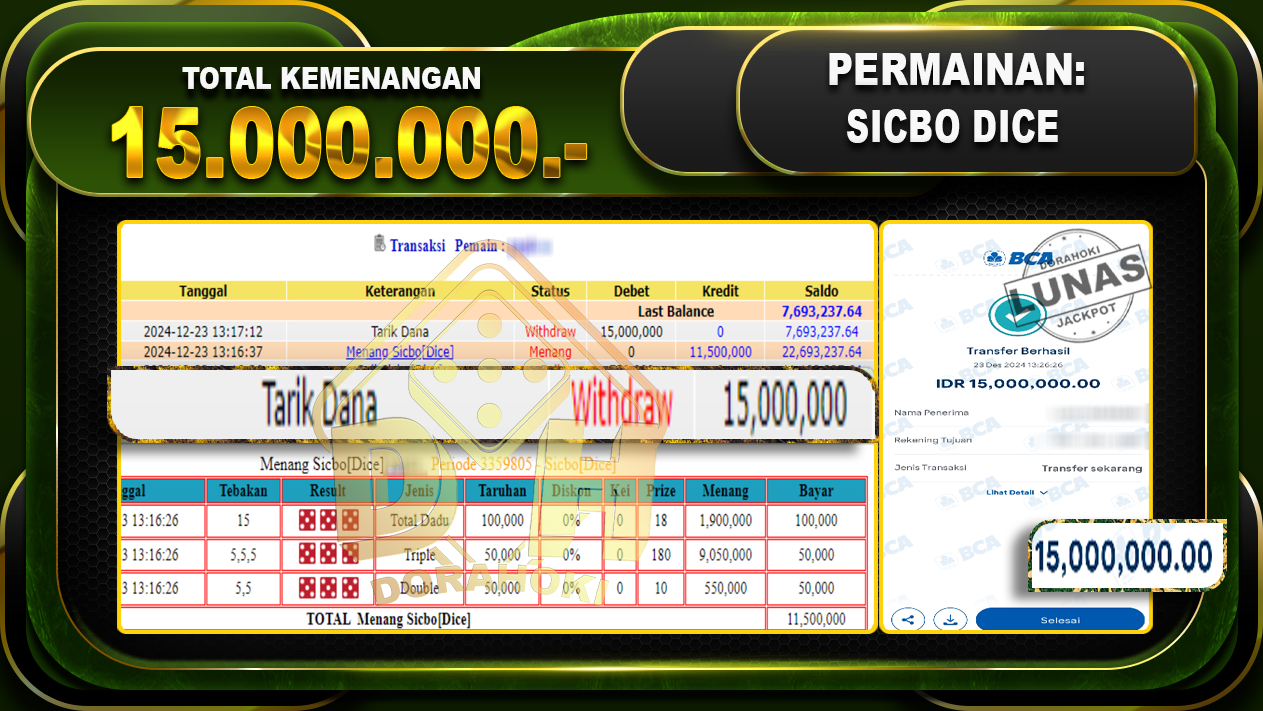 SICBO DICE RP 15.000.000