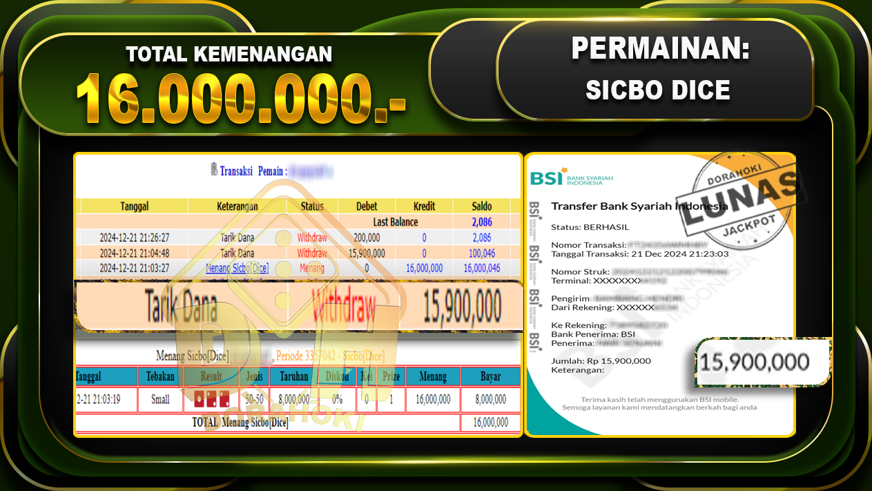 SICBO DICE RP 16.000.000