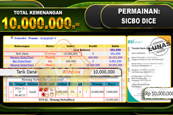 SICBO DICE Rp.10.000.000