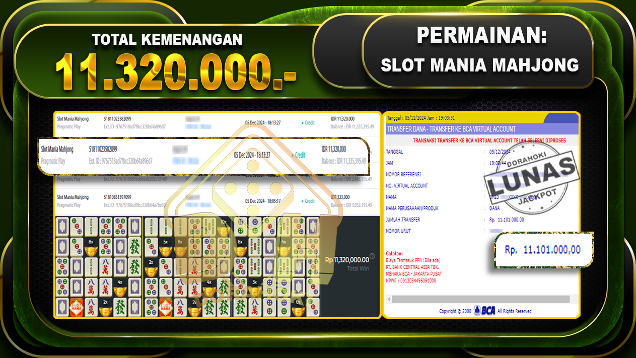 SLOT MANIA MAHJONG Rp.11.320.000