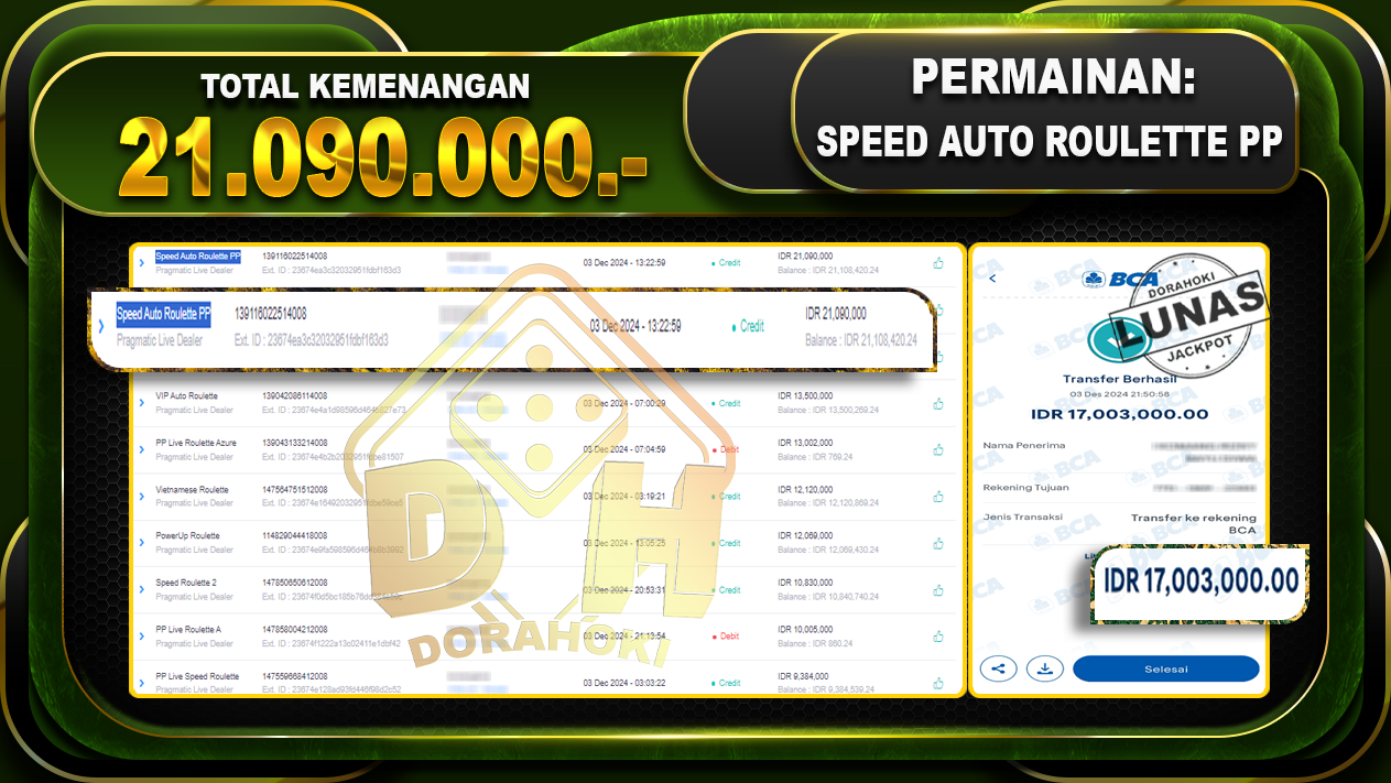 SPEED AUTO ROULETTE PP Rp.21.090.000