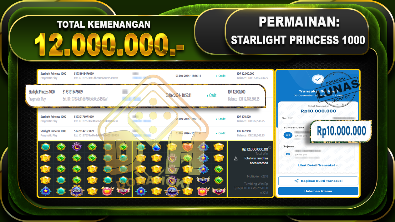 STARLIGHT PRINCESS 1000 Rp.12.000.000