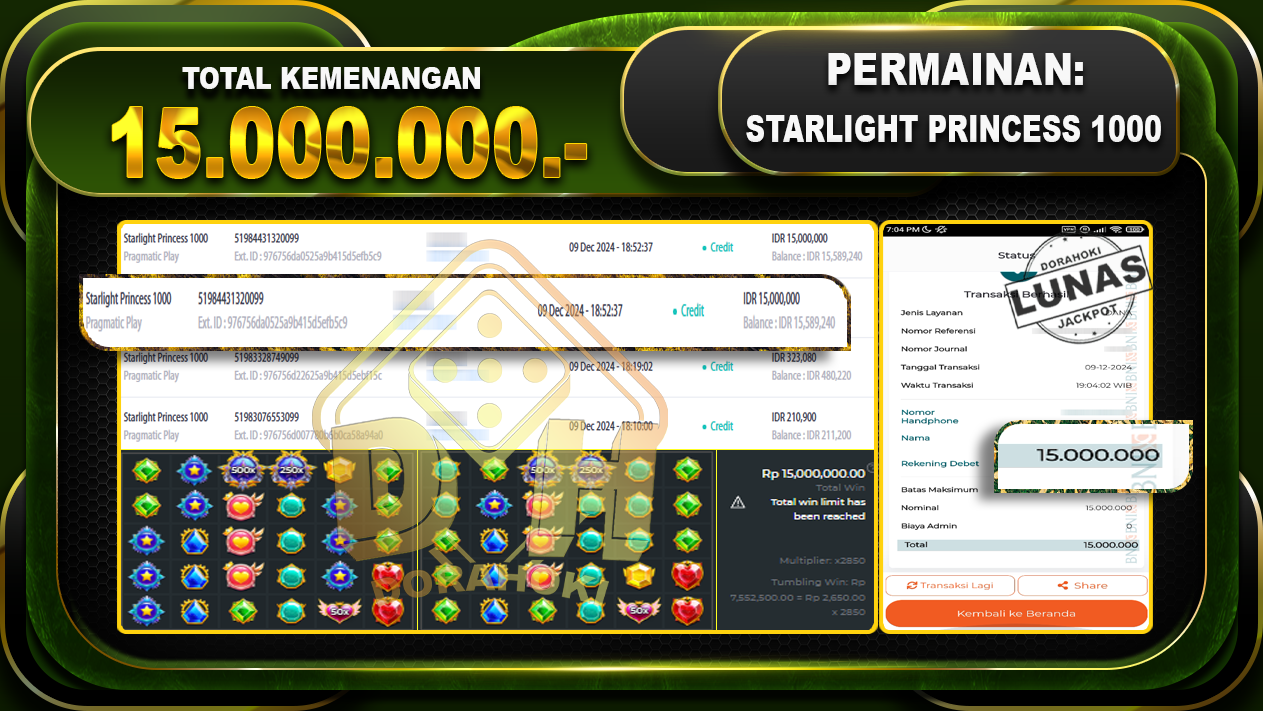 STARLIGHT PRINCESS 1000 Rp.15.000.000