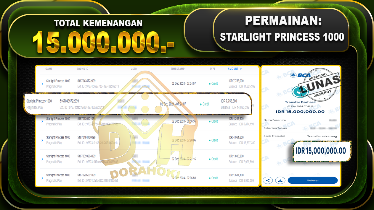 STARLIGHT PRINCESS 1000 Rp.15.000.000