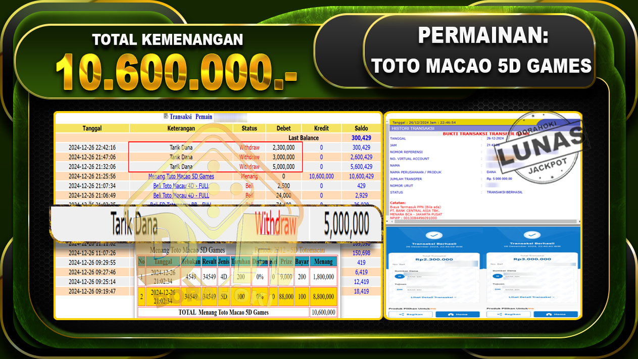 TOTO MACAO 5D GAMES RP 10.600.000