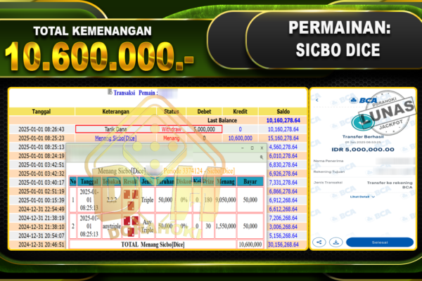 SICBO DICE RP 10.600.000