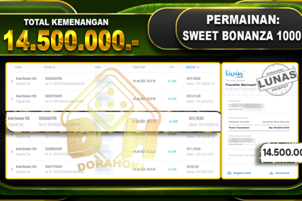 SWEET BONANZA 1000 RP 14.500.000